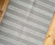 100% wool Grey Striped Woven Rug  Boho Minimalist Home Decor