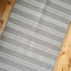 100% wool Grey Striped Woven Rug  Boho Minimalist Home Decor