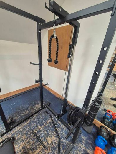 Home Gym set up w/ plates and kettlebells