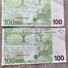 Rare 100 euro T Duisenberg banknotes 2002