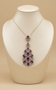 Silver Amethyst & Zircon Filigree Pendant by Harry Ivens