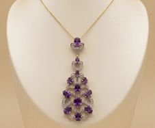 Silver Amethyst & Zircon Filigree Pendant by Harry Ivens