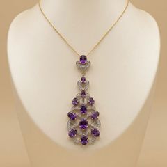 Silver Amethyst & Zircon Filigree Pendant by Harry Ivens