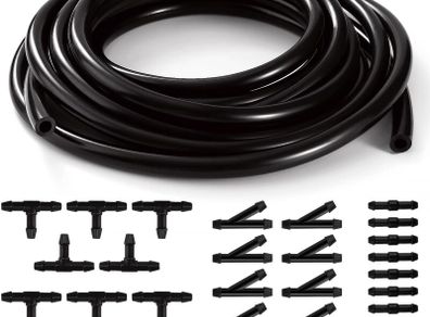 3m Car Windshield Washer Hose Kit, with 30 PCS Hose Connectors (Y I T-Type), Universal Windscreen Washer Hose, Silicone Rubber Windscreen Wiper Hose, Connecting Car Water Pump and Nozzle, Black