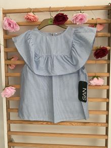 top bnwt size 12 blue frilled summer top
