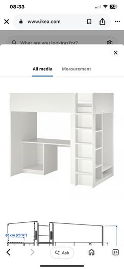 Ikea loft bed with desk