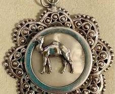 Vintage Mother of Pearl Camel Medallion c. 1970s