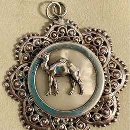 Vintage Mother of Pearl Camel Medallion c. 1970s