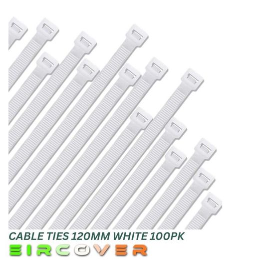 Heavy Duty White Cable Ties 120mm  White 100pk