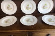 Vintage 1930s Alfred Meakin Crinoline Lady 10 inch dinner plates x6