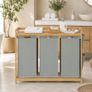 Bamboo Laundry Sorter with 3 Removable Bags and Storage Shelf 150L Image 3