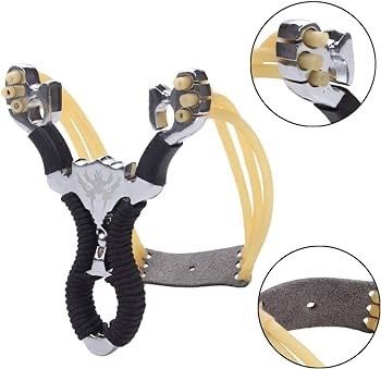 NEW SALE | Stainless Steel Slingshot Set Outdoor Hunting Catapult Toy Powerful Slingshot Bow + 2pcs Rubber Bands Replacement + 50pcs Steel Balls + 1pcs Leather Bag