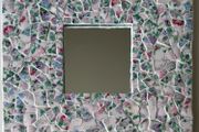 Handmade framed Mirror in Pique Assiette Mosaic