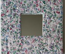 Handmade framed Mirror in Pique Assiette Mosaic