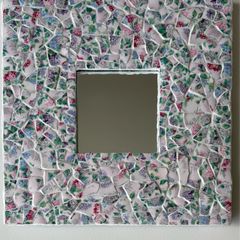 Handmade framed Mirror in Pique Assiette Mosaic