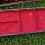 Vintage Wood Jewelry Box  Red Lining, Removable Tray 11" x 6" H-5,3" Image 10