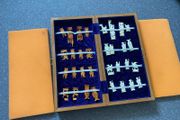 Vintage Chinese Bone Hand Carved Ivory Chess Set Hong Kong 1960s