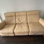 Free - Leather recliner sofa in cream-available end April Image 2