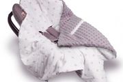 Beautiful handmade double-sided car seat blanket with hood