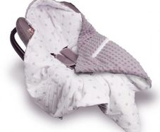 Beautiful handmade double-sided car seat blanket with hood