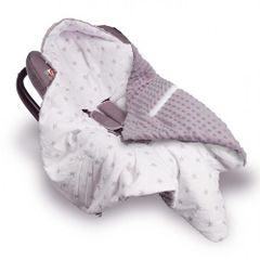 Beautiful handmade double-sided car seat blanket with hood