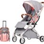 White Frame Lightweight Stroller,Compact Travel Buggy,Stylish Pushchair,One Hand Foldable,Five-Point Harness,Great for Airplane, Upgraded Wheels,with Accessories MULTIPLE COLOURS AVAILABLE (FREE POSTAGE) Image 5