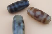 Vintage Himalayan Tibetan Unique Eyes Pattern Agate Dzi Beads  Lot of 3