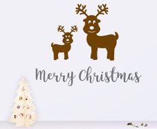 Reindeer Wall Decal, Reindeer Window Decal, Merry Christmas Stickers, Merry Christmas Decals, Christmas Window Decals, Removable Decals