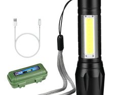 Mini LED Flashlight Torch Usb Rechargeable led flashlight 3 Mode Torch Telescopic Zoom Portable Suit for Night Lighting