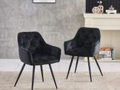 SET OF 2 Dining Room Chairs plush velvet fabric solid black