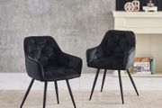 SET OF 2 Dining Room Chairs plush velvet fabric solid black