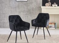 main image for ad SET OF 2 Dining Room Chairs plush velvet fabric solid black