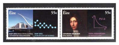 2012 Ireland Significant Science Milestones (Dublin City of Science & Boyle's Law) Commemorative Stamps Mint Never Hinged (MNH)