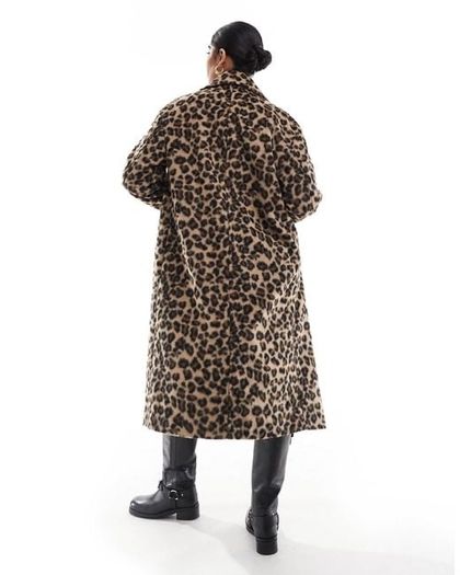 Stradivarius oversize leopard print longline coat