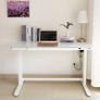 White Electric Height Adjustable Sit Stand Desk with Glass Top Image 5
