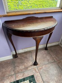 Vintage Mahogany Demi Lune Console Table Claw Foot Hall Table