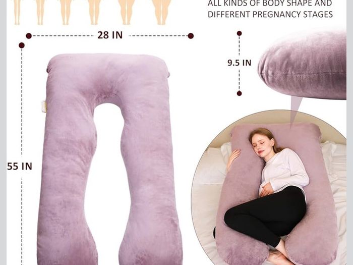 Chilling Home Pregnancy Pillow, U Shaped Maternity Full Body Pillow, Velvet