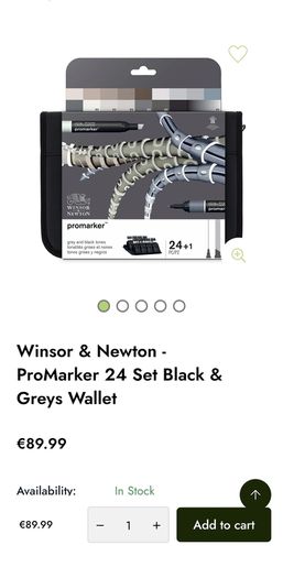 Markers Winsor &Newton ProMarker 24 Set Black &Greys Wallet