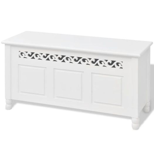 Storage Bench Baroque Style MDF White