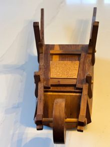 Signed 1987 Handcrafted Irish Yew Wood Miniature Wheelbarrow