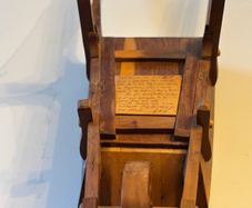 Signed 1987 Handcrafted Irish Yew Wood Miniature Wheelbarrow