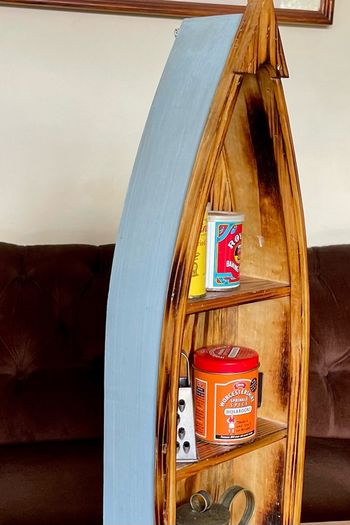 Wooden Boat Wall Shelf Vintage Nautical Decor Rustic Maritime Coastal Display