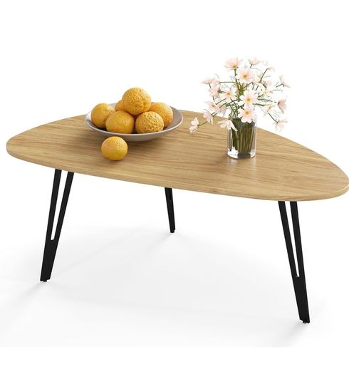 Modern Oval Coffee Table Oak Simple Center Table  Scandinavian