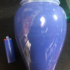 Large Blue Glazed Pot and lid