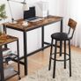 NEW SALE Bar Stools, Set of 2 PU Upholstered Breakfast Stools, 75.4 cm Tall Seat, Footrest, Simple Assembly, Industrial, for Dining Room Kitchen Counter Bar, Rustic Brown and Black Image 3