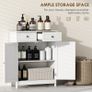 Freestanding Bathroom Storage Cabinet Unit w/ 2 Drawers Cupboard Adjustable Shelf Metal Handles Traditional Style White Image 2