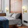 Milky Glass Globe Wall Lamp Brushed Brass Wall Light for Indoor Bedroom Bathroom Living Room Hallway, Modern Wall Mount Light Fixture for Bedside Living Room Image 5