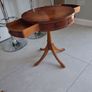 Vintage Circular Drum 2 Drawer End Side Lamp Table Image 5