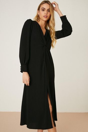 Dorothy Perkins Black Twist Front Dress. Size 14. New