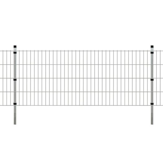 2D Garden Fence Panel & Posts 2008x830 mm 2 m Silver